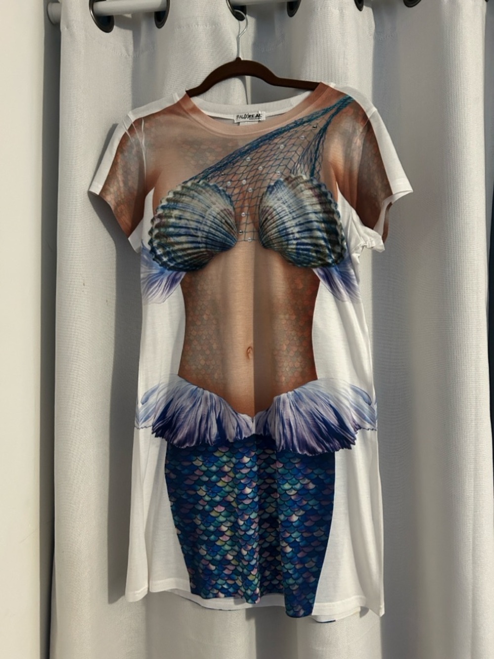 White Mermaid Graphic Swim Coverup Tunic